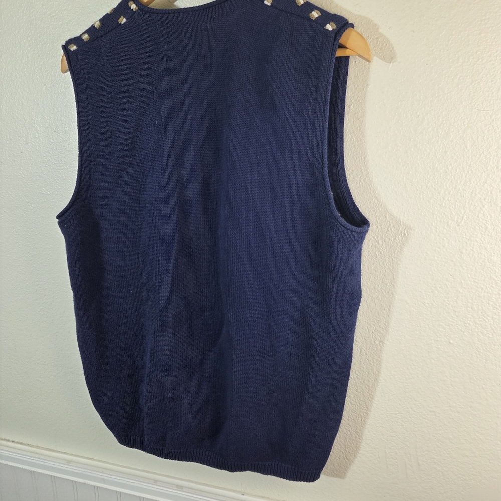 Men’s Vintage Adirondack Navy Knit Sweater Vest Geometric Size Medium - Picture 3 of 10